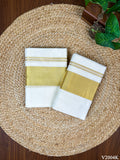 3" Cotton Plain Kasavu Half Fine Set Mundu